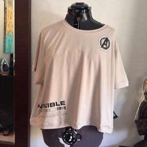 Marvel Avengers Beige 2X Crop Fitness top NWT Gift